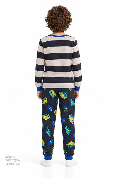 Erkek Çocuk Roarsome Pamuklu Uzun Kollu Pijama Takımı