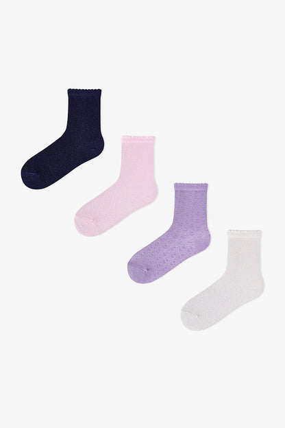 Kız Çocuk Essential Colors Pamuklu 4 Çift Soket Çorap