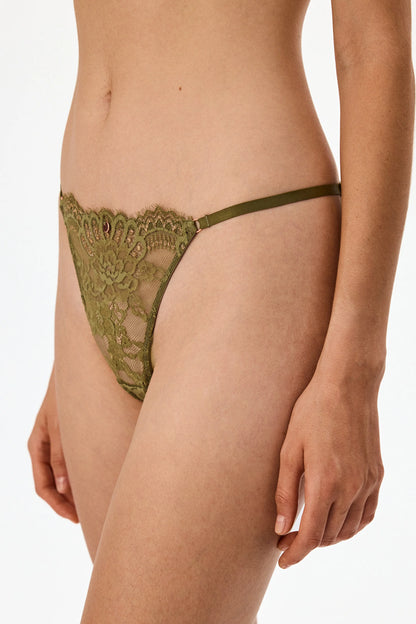 Olive Green Dantelli Brazilian Külot