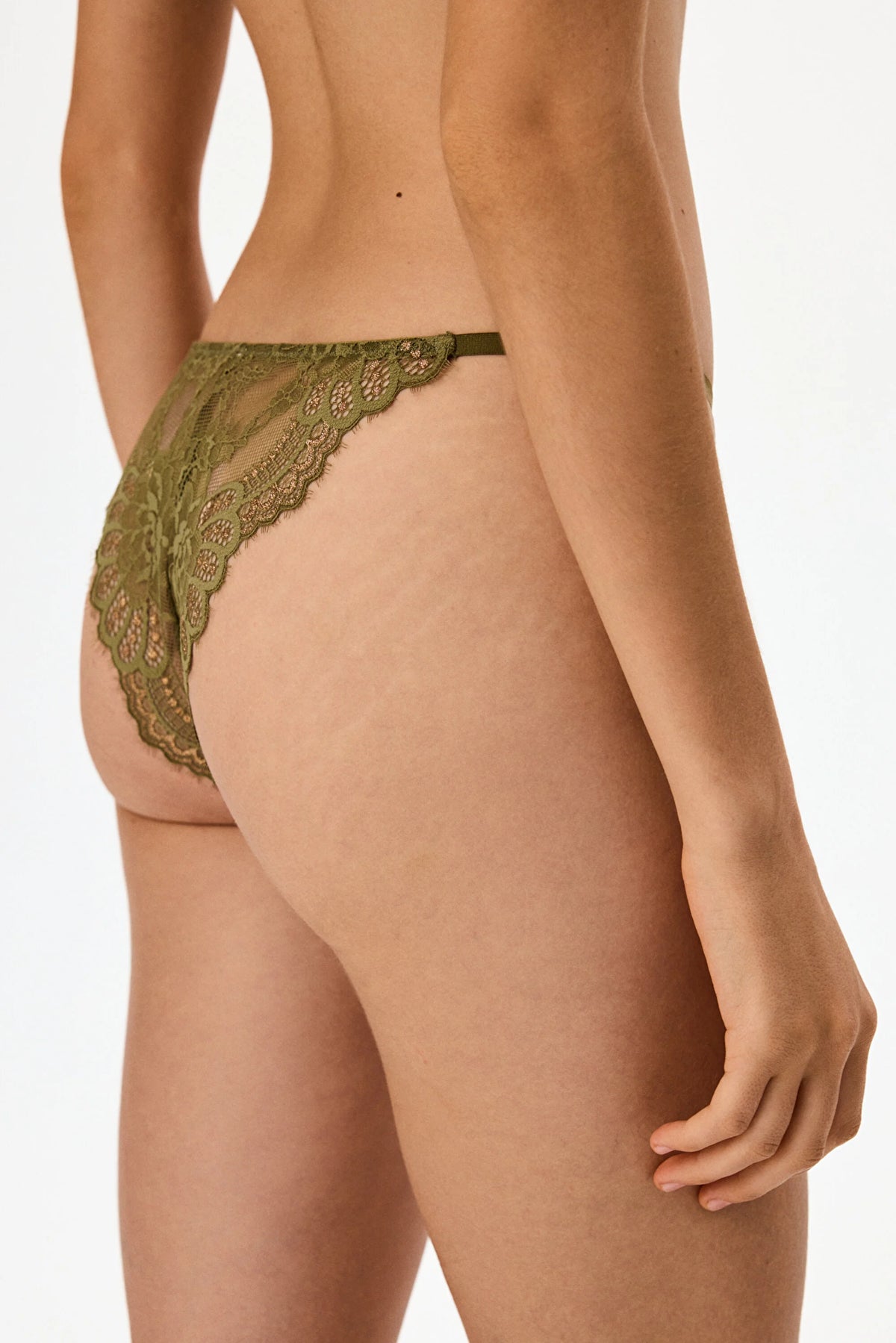 Olive Green Dantelli Brazilian Külot