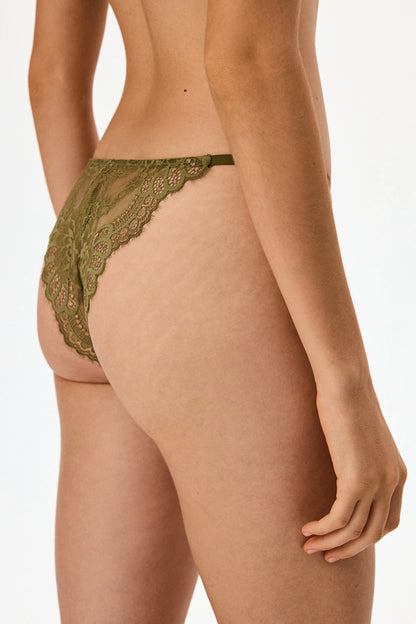 Olive Green Dantelli Brazilian Külot