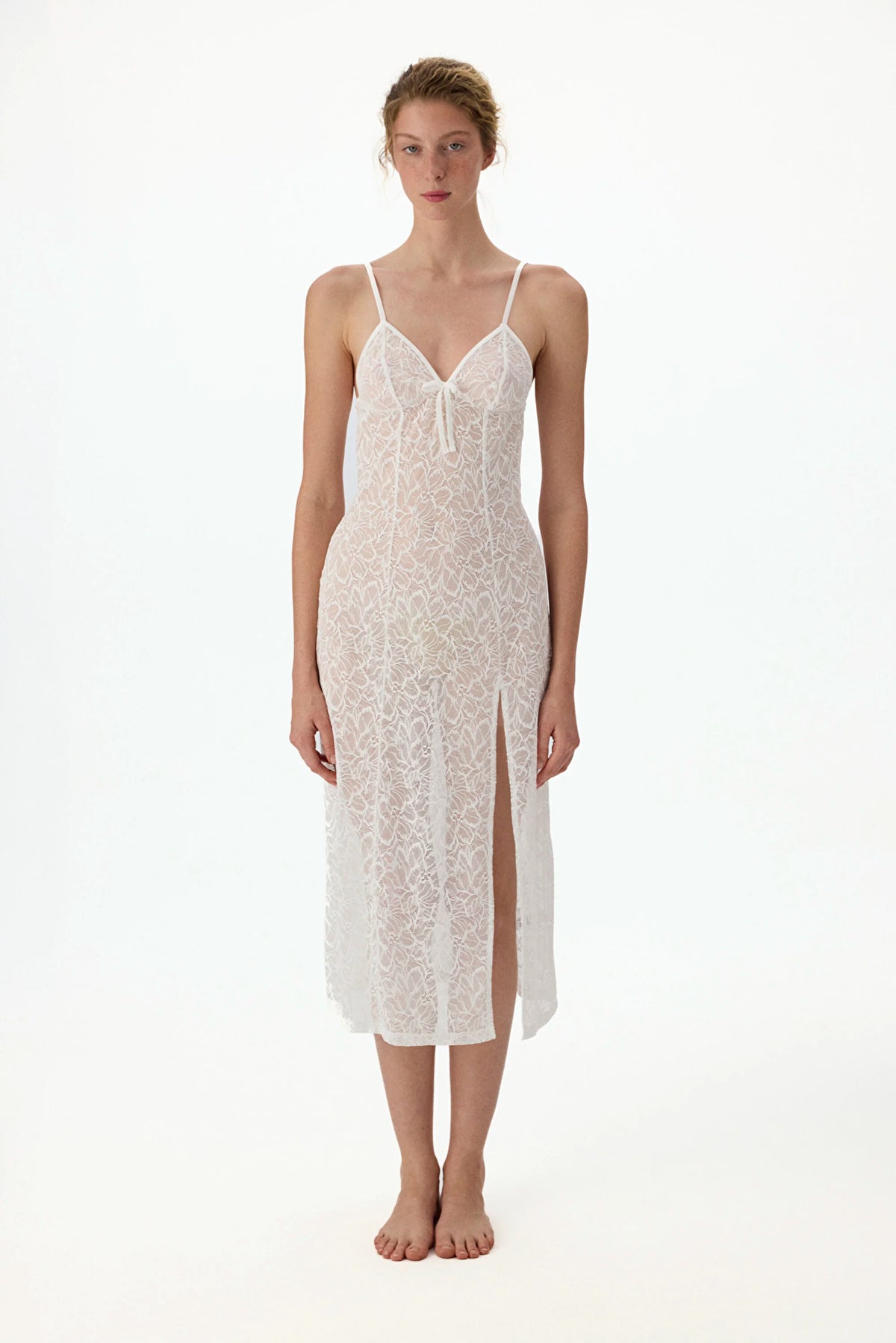 Kırık Beyaz Bridal Delicate Dantelli Gecelik