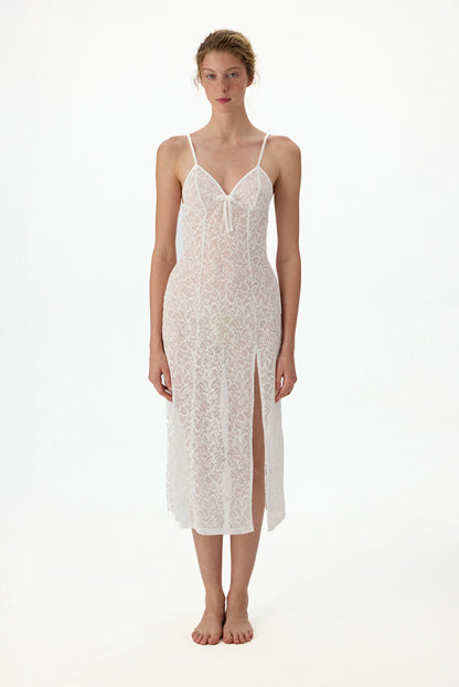 Kırık Beyaz Bridal Delicate Dantelli Gecelik
