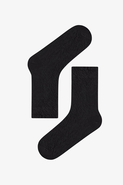 Açık Gri Siyah Elegance Texture Pamuklu Jakarlı 3 Çift Soket Çorap