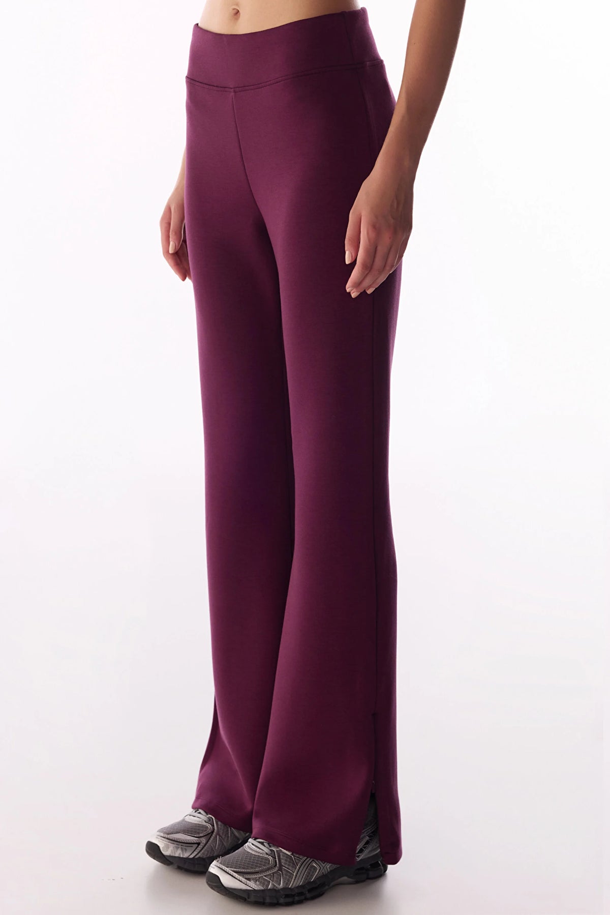 Bordo Ipeksi Dokunuş Silky Touch Paça Detaylı Ispanyol Paça (flare) Pantolon