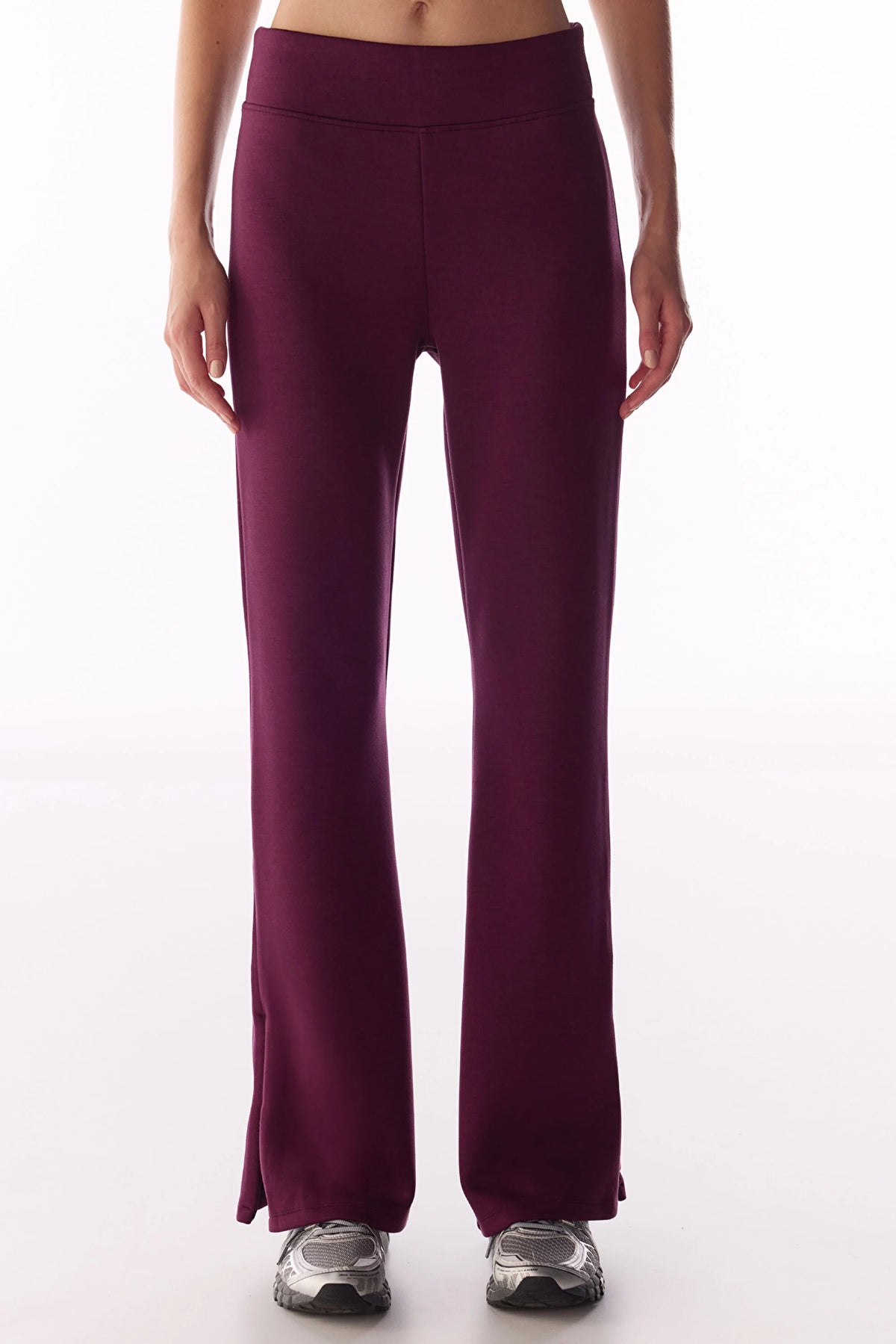 Bordo Ipeksi Dokunuş Silky Touch Paça Detaylı Ispanyol Paça (flare) Pantolon