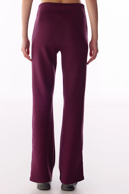 Bordo Ipeksi Dokunuş Silky Touch Paça Detaylı Ispanyol Paça (flare) Pantolon