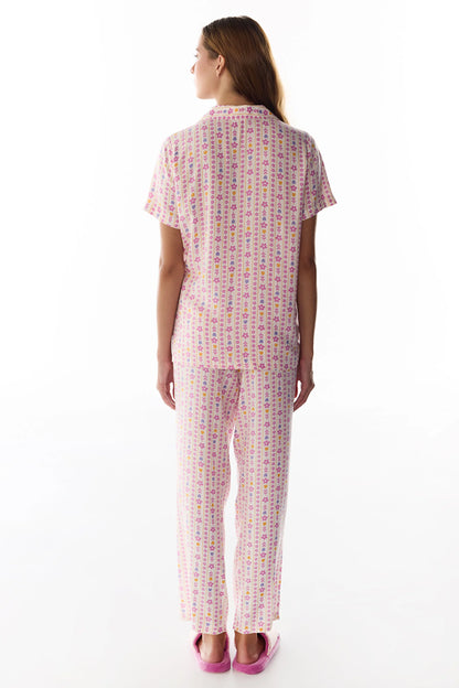 Flora Çiçekli Kısa Kollu Gömlek Pantolon Pijama Takımı