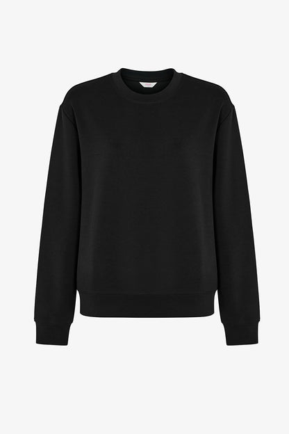 Siyah Modal Bisiklet Yaka Oversize Sweatshirt