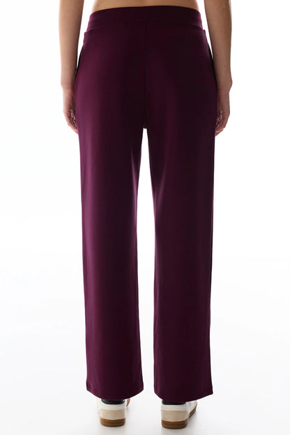 Bordo Modal Yüksek Bel Düz Paça Pantolon