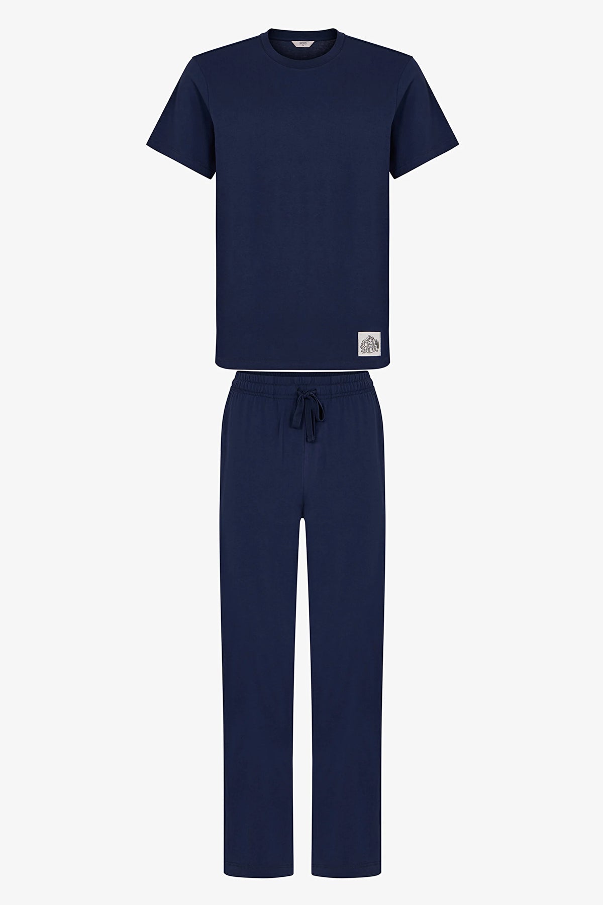 Erkek Lacivert Midnight Forest Pantolon Kısa Kollu Pijama Takımı