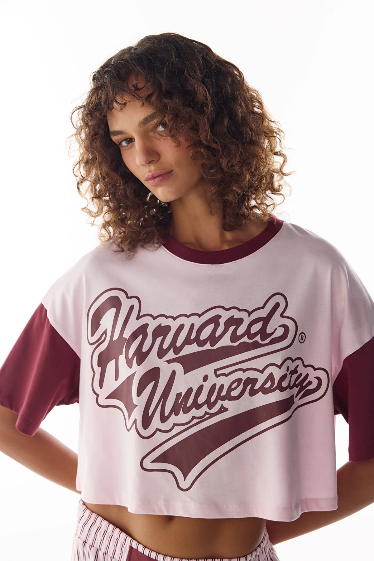 Pembe Harvard Graffiti Desenli Kısa Kollu Şort Pijama Takımı