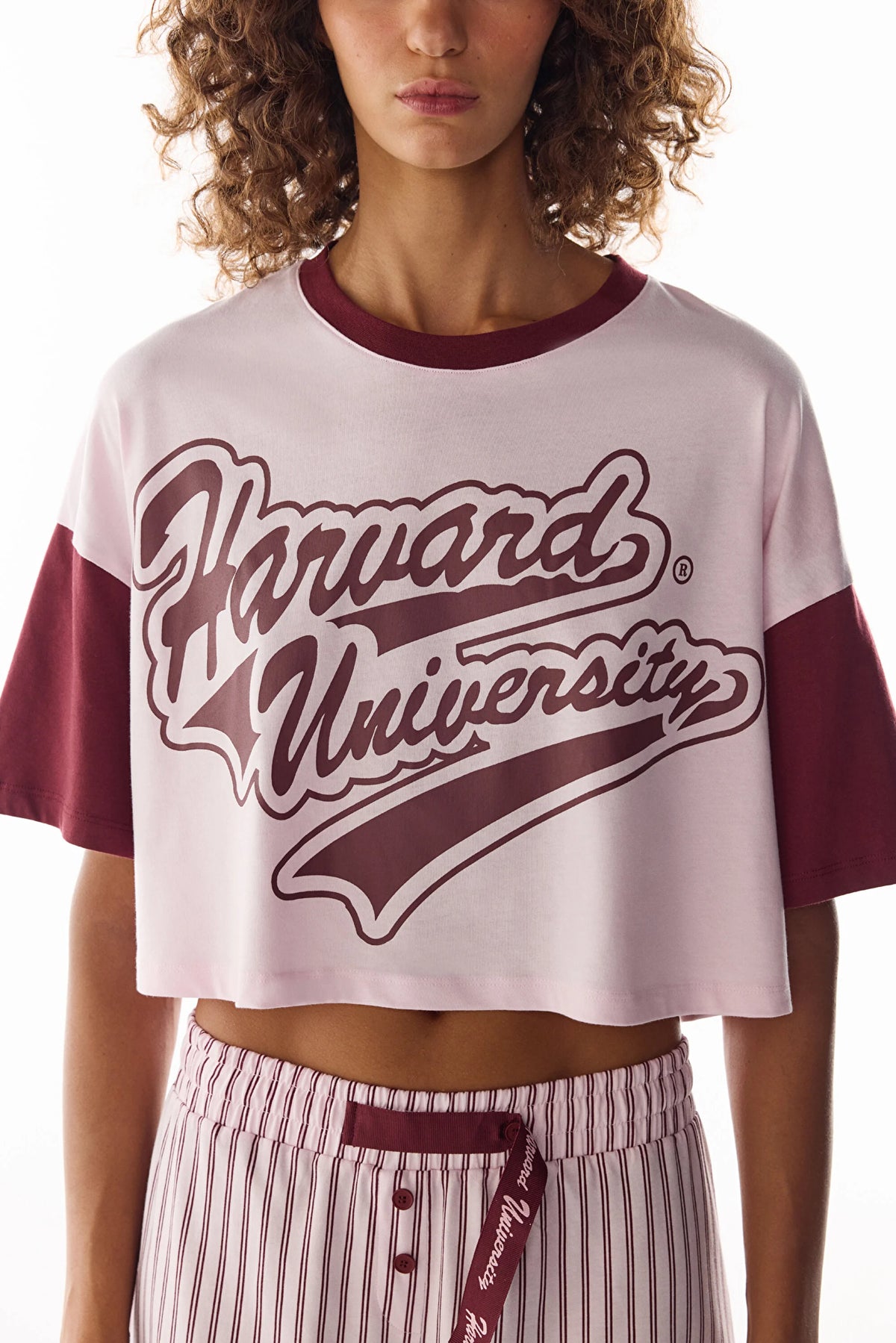 Pembe Harvard Graffiti Desenli Kısa Kollu Şort Pijama Takımı
