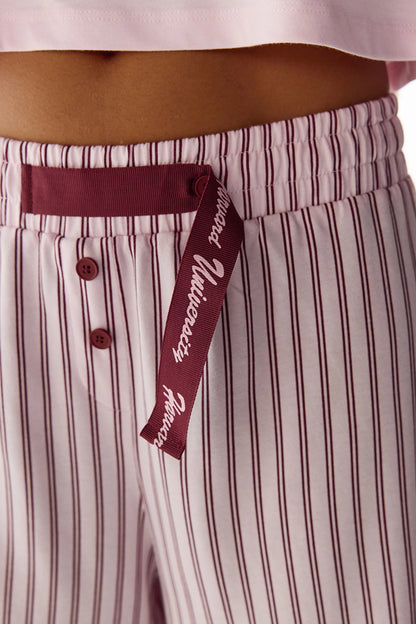 Pembe Harvard Graffiti Desenli Kısa Kollu Şort Pijama Takımı