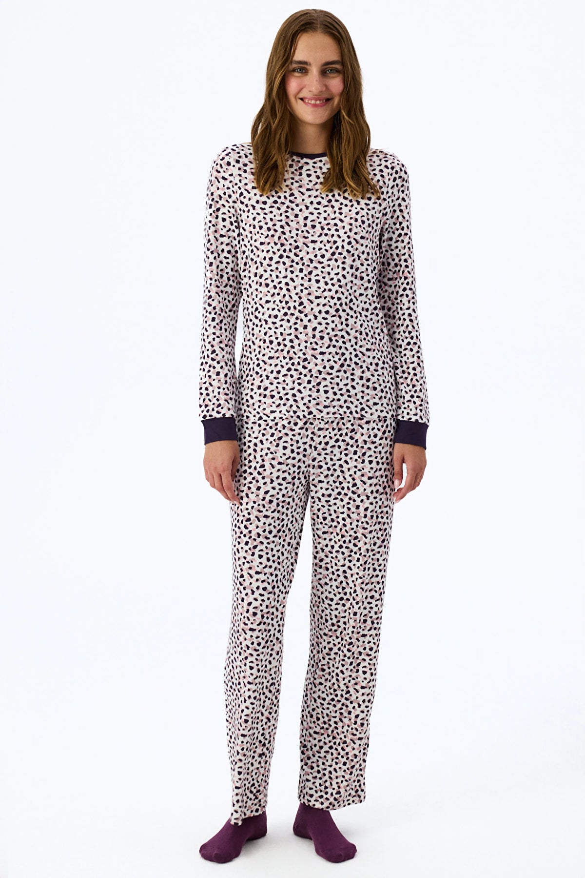 Mor Midnight Mood Baskılı Pijama Altı