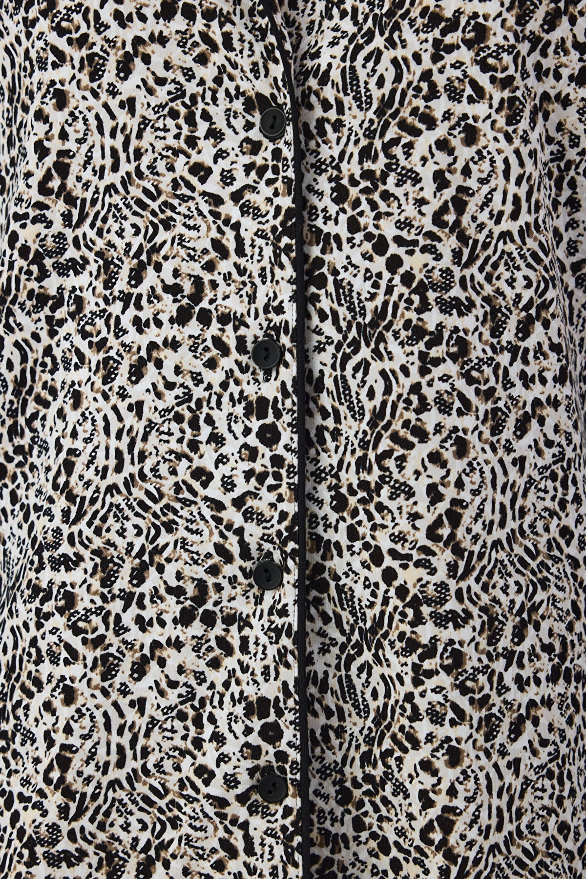 Ekru Noir Garden Leopar Desenli Uzun Kollu Gömlek Pantolon Pijama Takımı