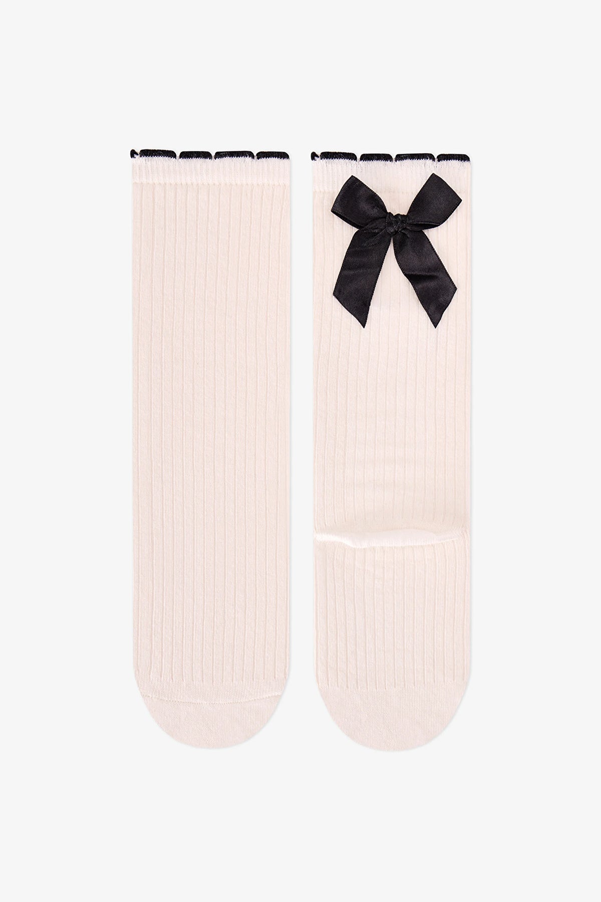 Kız Çocuk Marsmelov Preppy Sweetie Fiyonk Desenli Pamuklu Pantolon Çorap