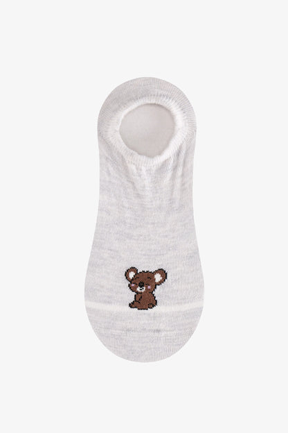 Kahve Little Bear 3 Çift Sneaker Çorap