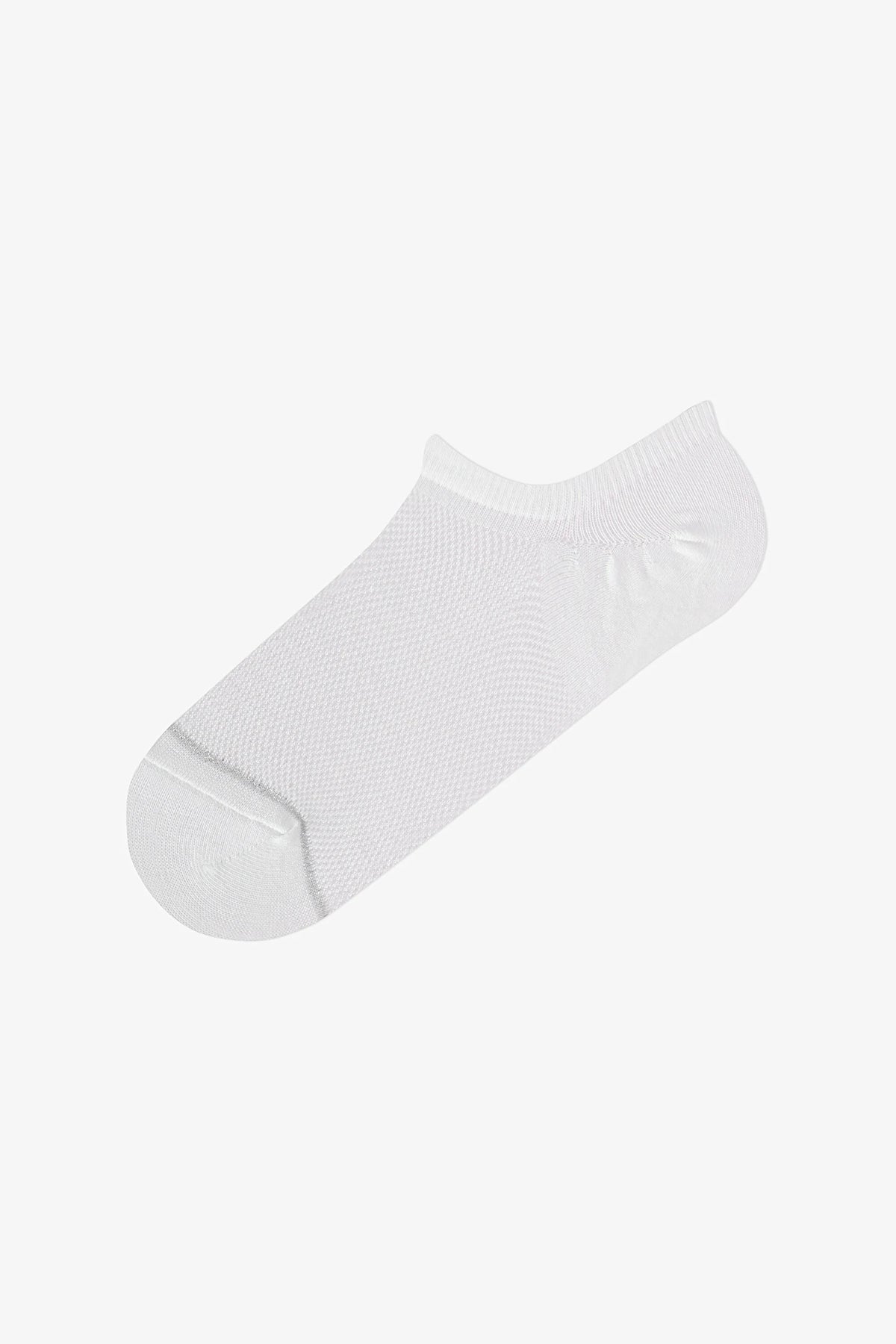 Beyaz Basic Mesh Pamuklu Simli 3 Çift Sneaker Çorap