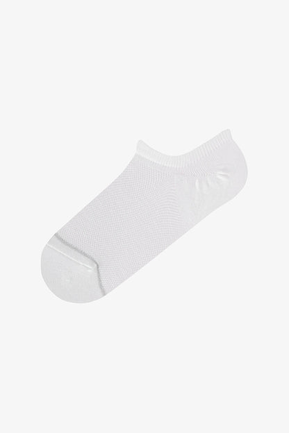 Beyaz Basic Mesh Pamuklu Simli 3 Çift Sneaker Çorap