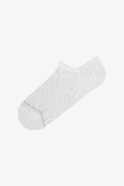Beyaz Basic Mesh Pamuklu Simli 3 Çift Sneaker Çorap