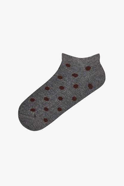 Siyah Bordo Berry Puantiye Desenli 5 Çift Patik Çorap
