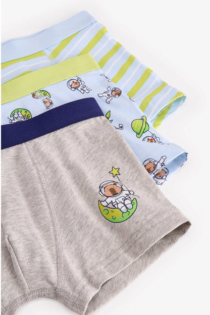 Erkek Çocuk Mavi Capybaras Space Pamuklu 3'lü Boxer