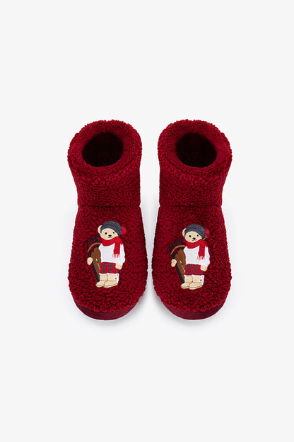 Bordo Cool Bear Bot Kedi Desenli Patik