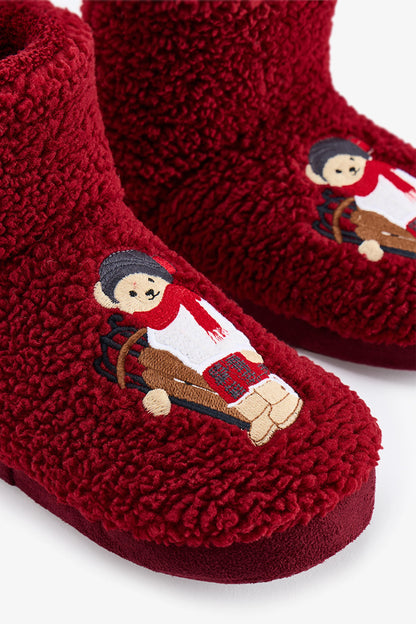 Bordo Cool Bear Bot Kedi Desenli Patik