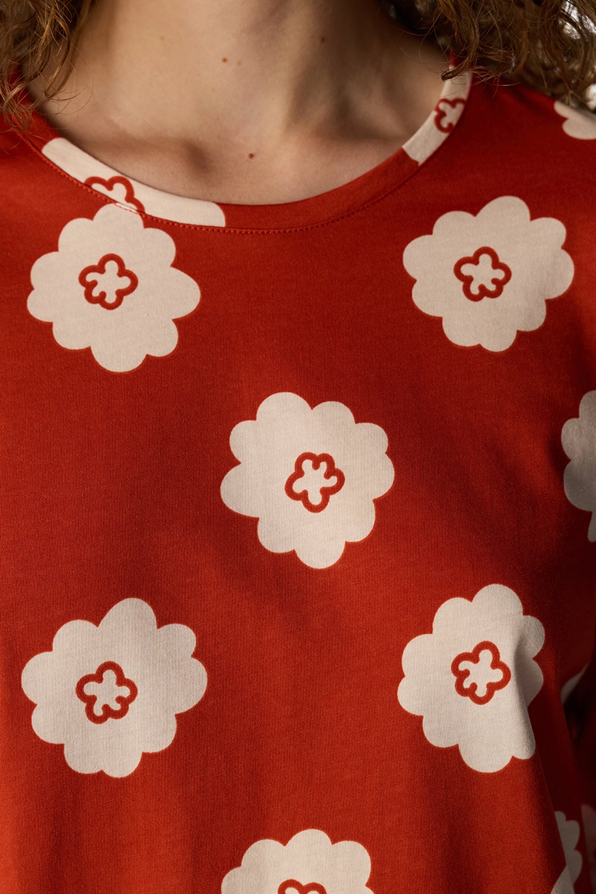 Turuncu Soft Bloom Çiçekli Uzun Kollu Pantolon Pijama Takımı
