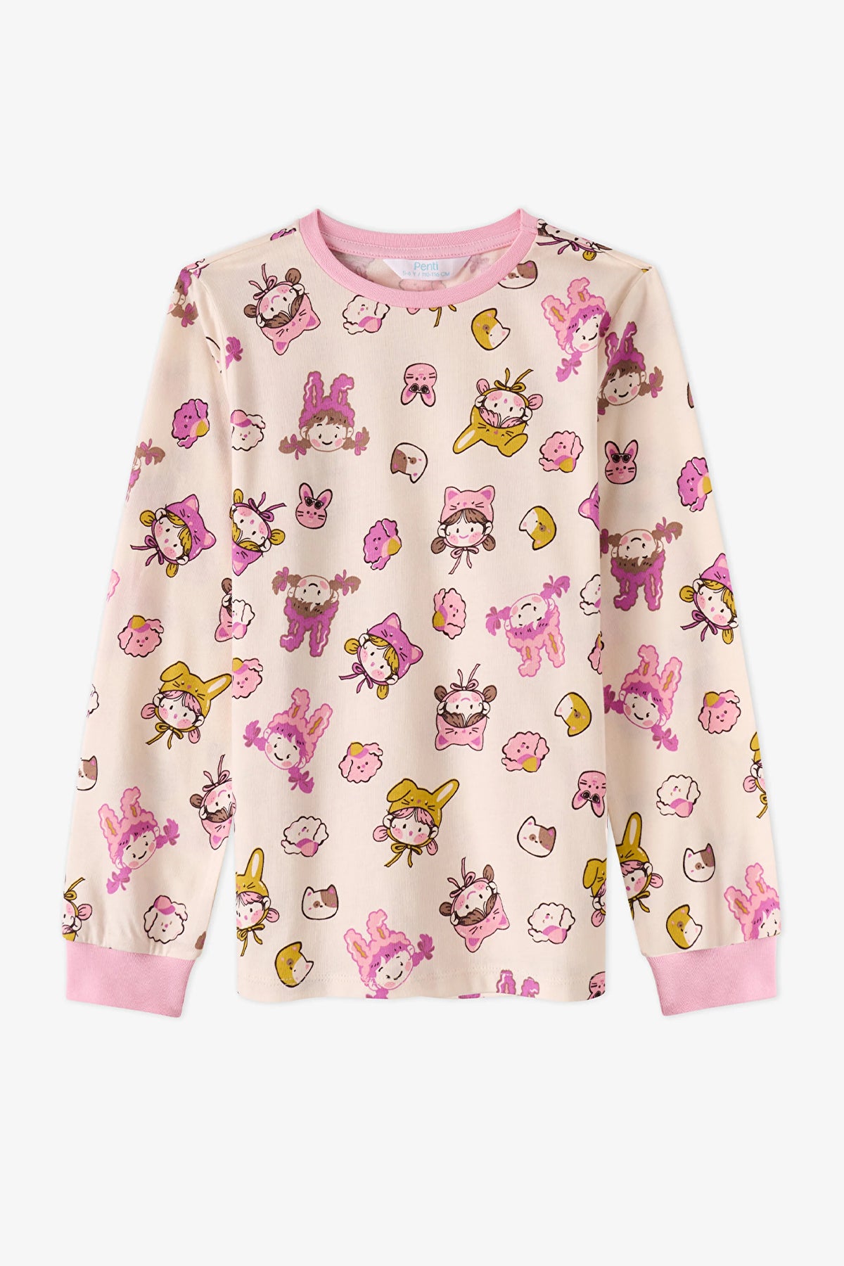 Kız Çocuk Kindly Friends Pamuklu Uzun Kollu 2'li Pijama Takımı