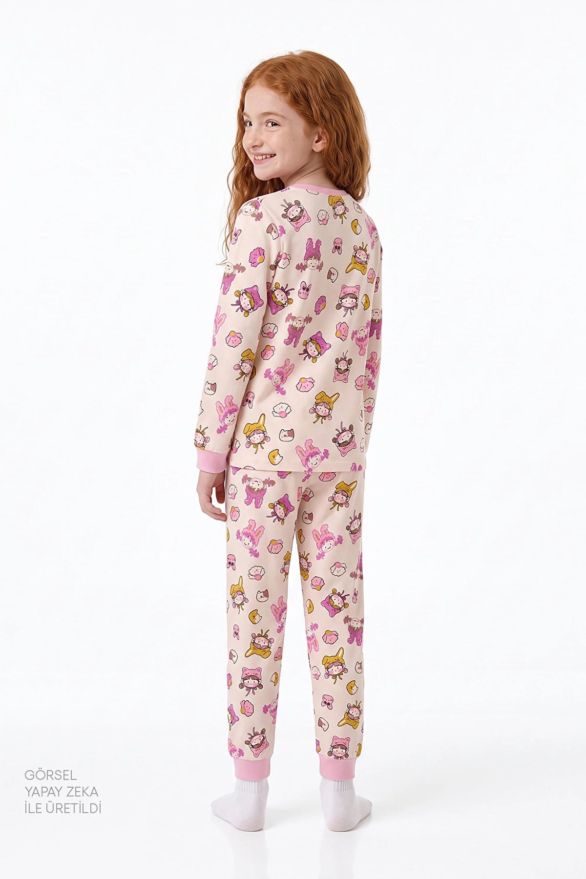 Kız Çocuk Kindly Friends Pamuklu Uzun Kollu 2'li Pijama Takımı