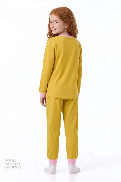Kız Çocuk Kindly Friends Pamuklu Uzun Kollu 2'li Pijama Takımı