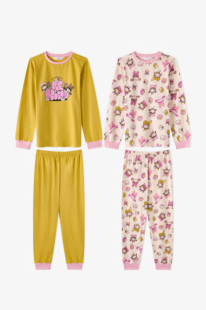 Kız Çocuk Kindly Friends Pamuklu Uzun Kollu 2'li Pijama Takımı