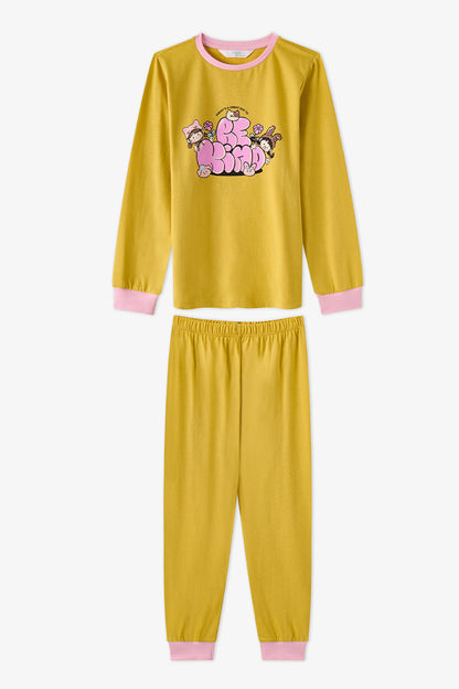 Kız Çocuk Kindly Friends Pamuklu Uzun Kollu 2'li Pijama Takımı