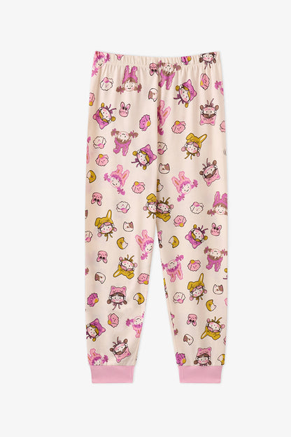 Kız Çocuk Kindly Friends Pamuklu Uzun Kollu 2'li Pijama Takımı