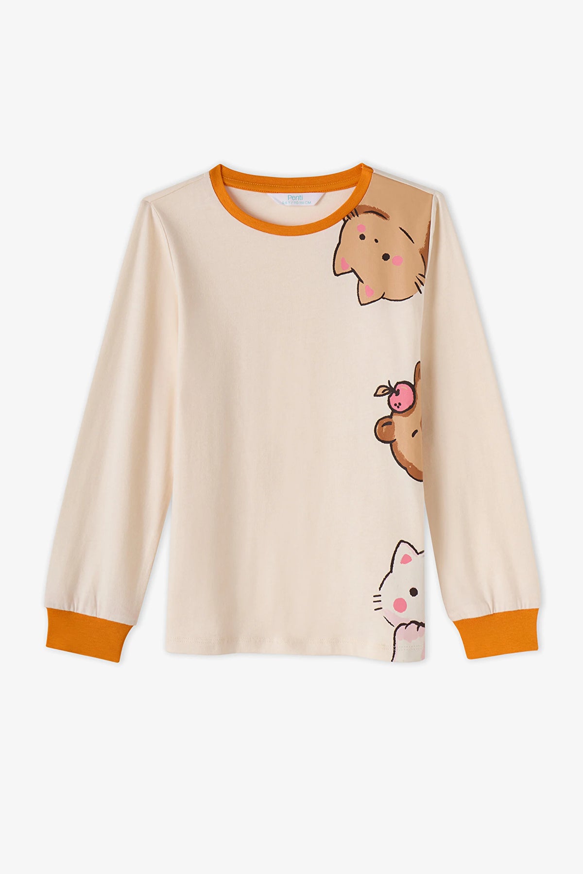 Kız Çocuk Turuncu Don't Worry Pamuklu Uzun Kollu 2'li Pijama Takımı