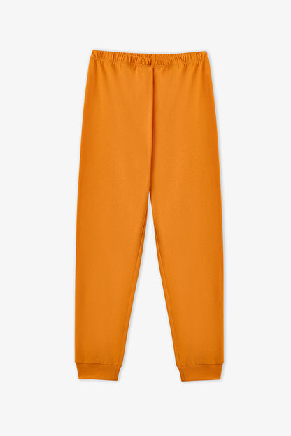 Kız Çocuk Turuncu Don't Worry Pamuklu Uzun Kollu 2'li Pijama Takımı