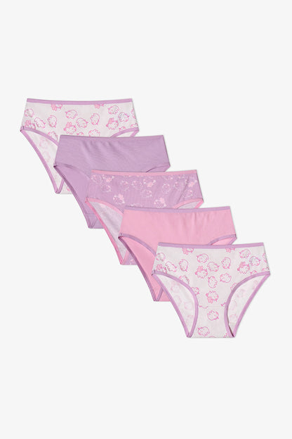 Kız Çocuk Pembe Unibara Unicorn Desenli 5'li Slip Külot