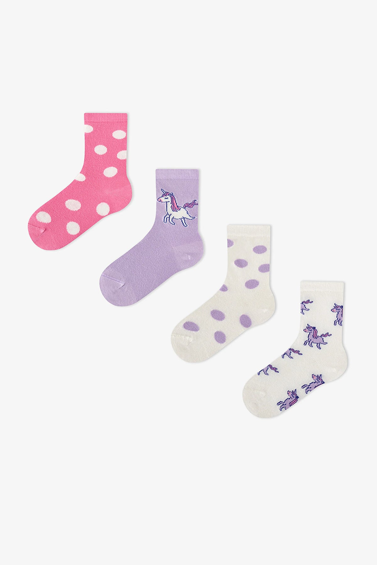 Kız Çocuk Pembe Loving Unicorn 4 Çift Soket Çorap