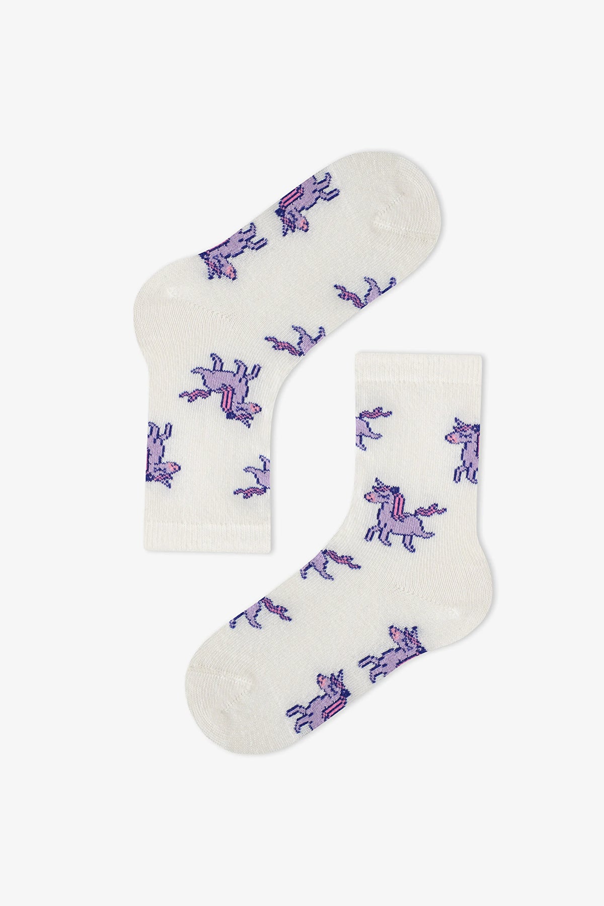 Kız Çocuk Pembe Loving Unicorn 4 Çift Soket Çorap