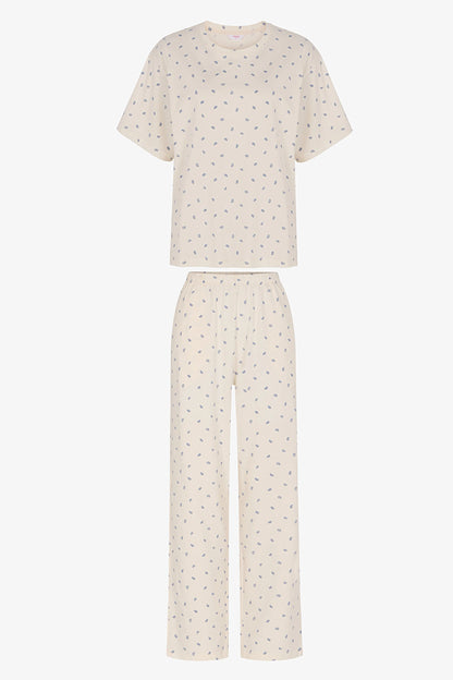 Gardenya Hallie Şal Desenli Kısa Kollu Pantolon Pijama Takımı