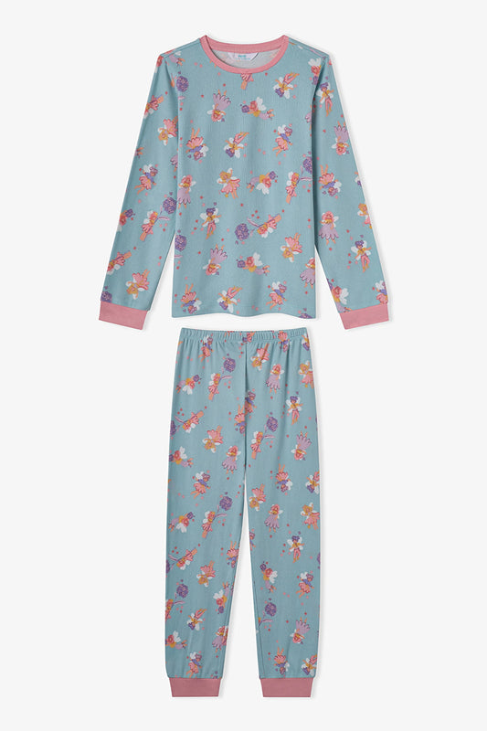 Kız Çocuk Mint Fairy Bloom Uzun Kollu Pijama Takımı