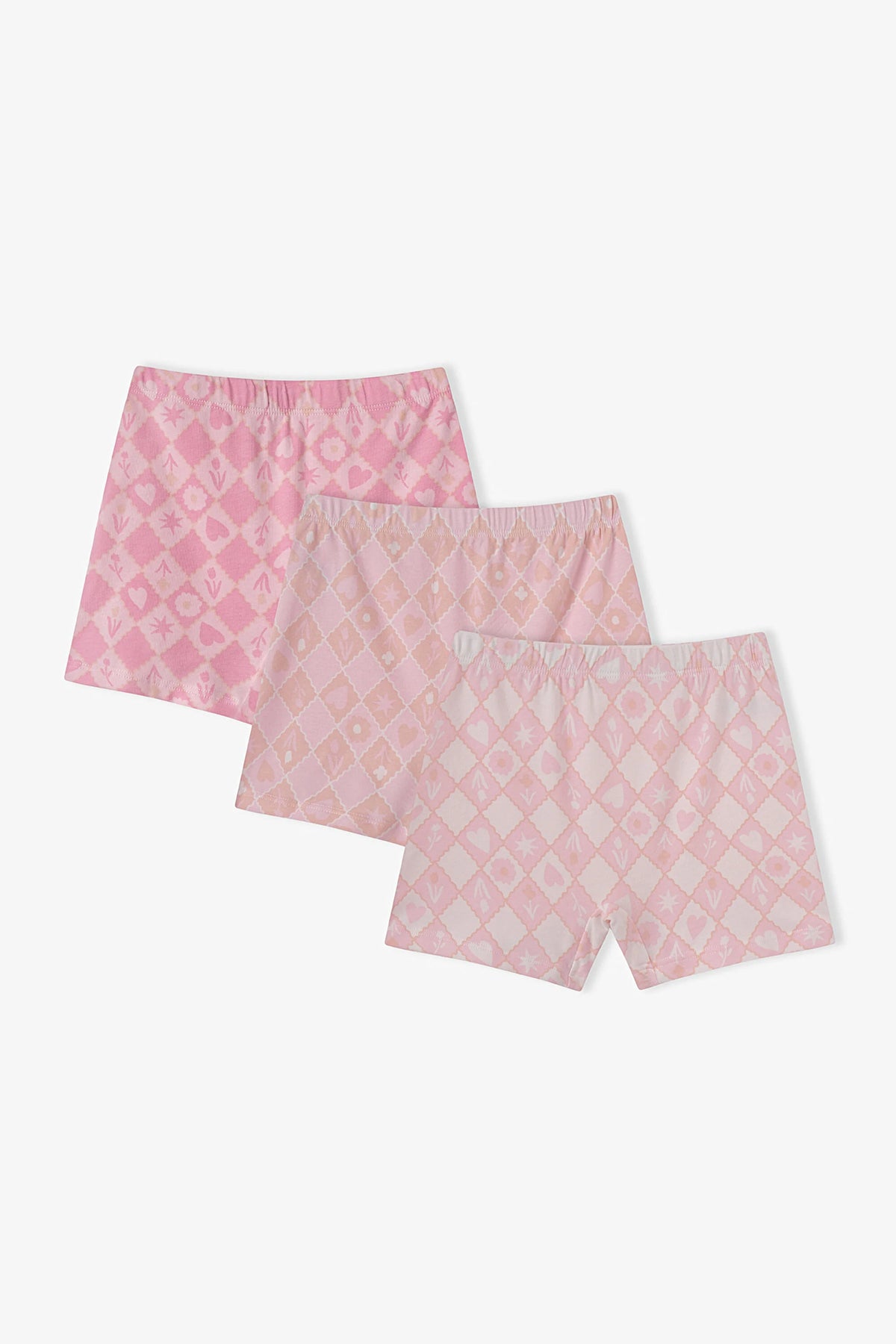 Kız Çocuk Princess Print Yıldız Desenli Pamuklu 3'lü Boxer
