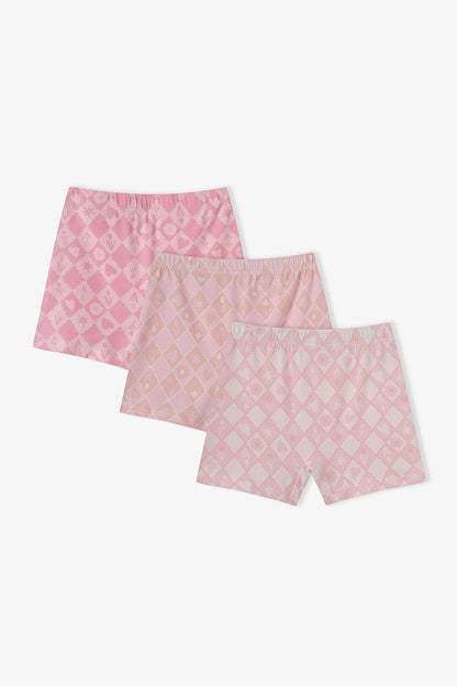 Kız Çocuk Princess Print Yıldız Desenli Pamuklu 3'lü Boxer