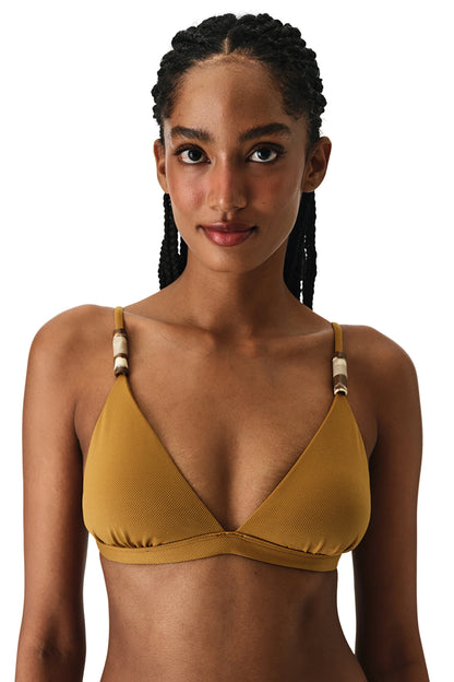 Yeşil Montana Üçgen Fit Dokulu Bikini Üstü