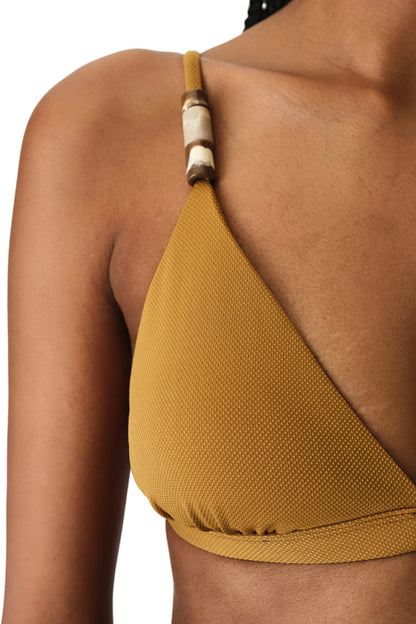 Yeşil Montana Üçgen Fit Dokulu Bikini Üstü
