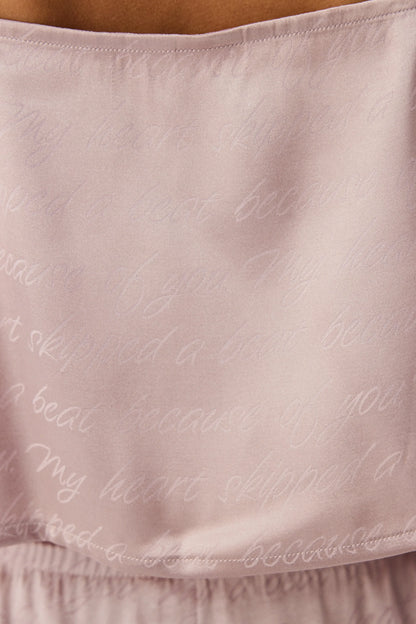 Pastel Pembe Dreamy Saten Slogan Desenli Şort Pijama Takımı