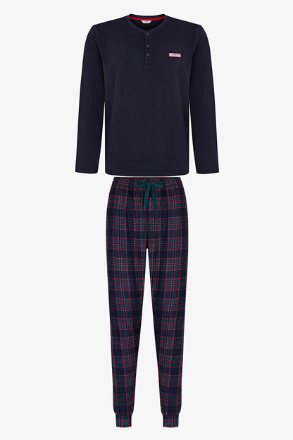 Erkek North Rail Çizgili Uzun Kollu Jogger Pijama Takımı