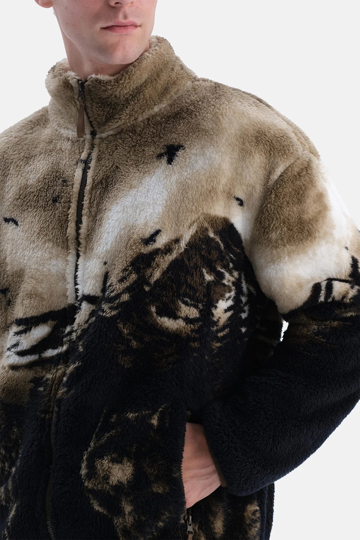 Haki Dağ Manzaralı Sweatshirt